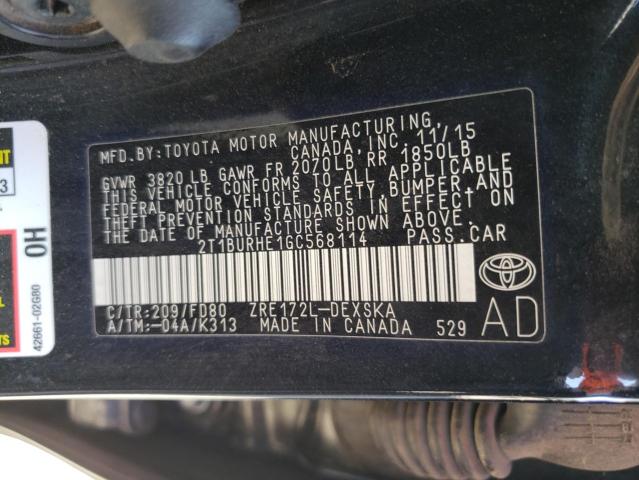 Photo 10 from auction – 2016 TOYOTA COROLLA L with VIN 2T1BURHE1GC568114