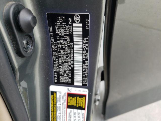 Photo 10 from auction – 2012 TOYOTA CAMRY BASE with VIN 4T1BF1FK4CU631039