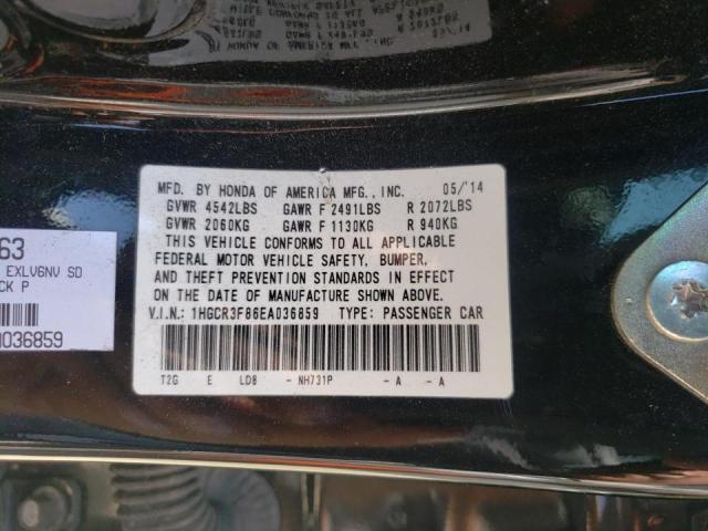 Photo 10 from auction – 2014 HONDA ACCORD EXL with VIN 1HGCR3F86EA036859