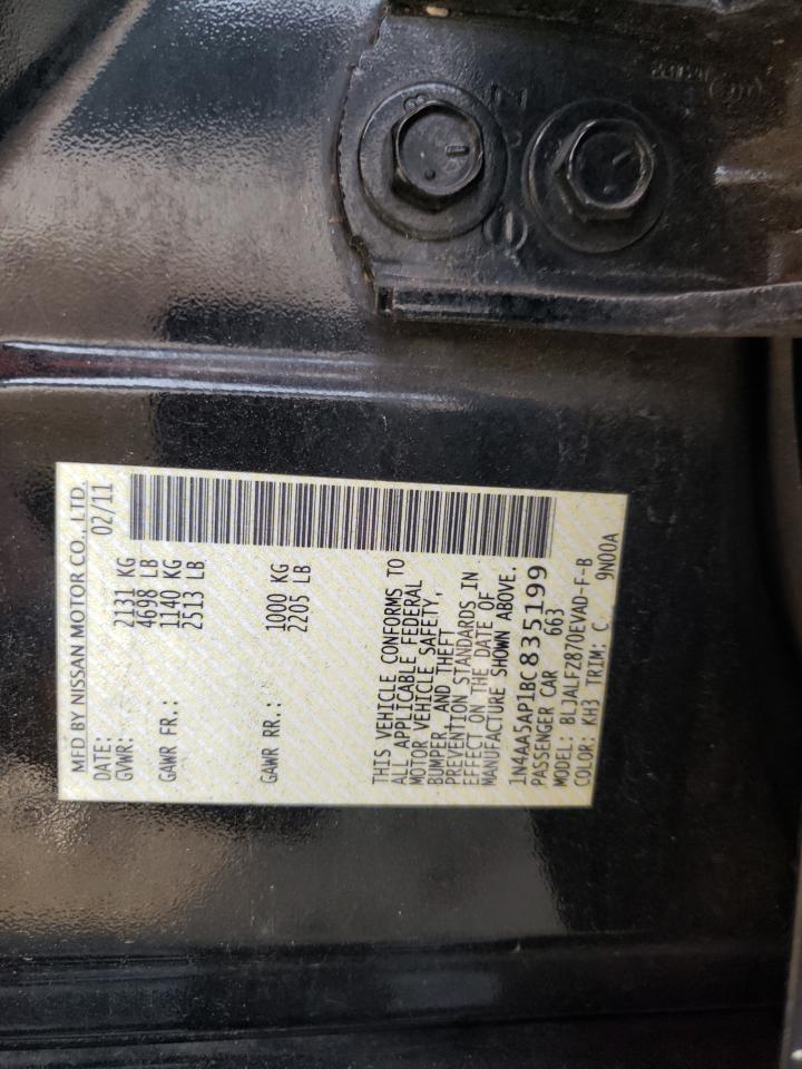 Photo 10 from auction – 2011 NISSAN MAXIMA S with VIN 1N4AA5AP1BC835199