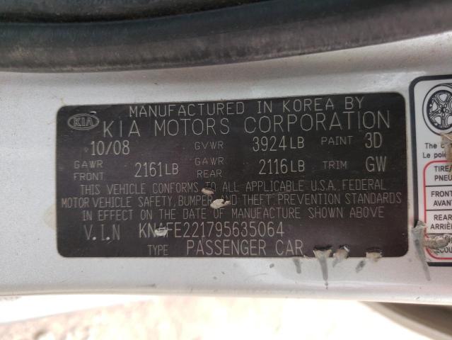 Photo 10 from auction – 2009 KIA SPECTRA EX with VIN KNAFE221795635064