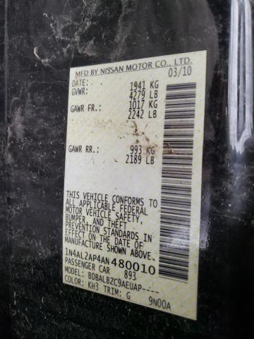 Photo 10 from auction – 2010 NISSAN ALTIMA BAS with VIN 1N4AL2AP4AN480010