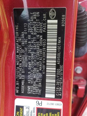 Photo 10 from auction – 2013 TOYOTA CAMRY L with VIN 4T4BF1FK3DR281653