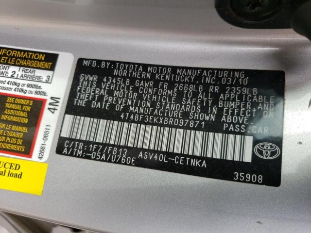 Zdjęcie 10 z aukcji – 2011 TOYOTA CAMRY BASE z VIN 4T4BF3EKXBR097871