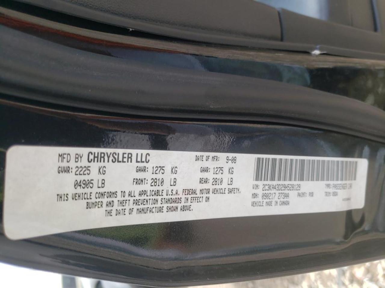 Photo 10 from auction – 2009 CHRYSLER 300 LX with VIN 2C3KA43D29H528129