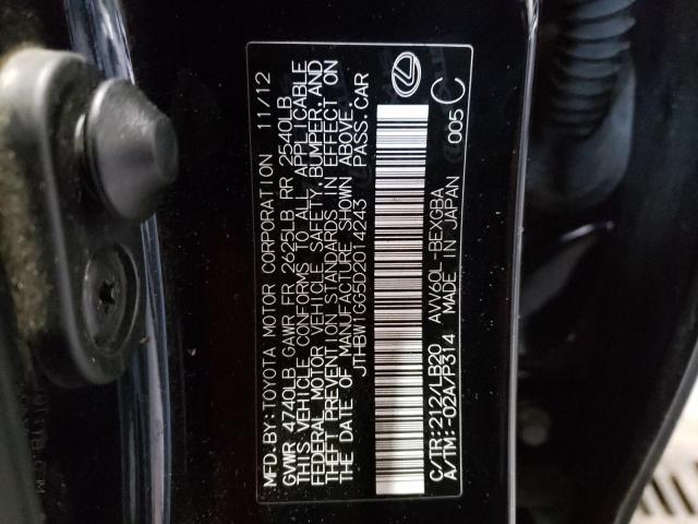 LEXUS ES 300H 2013 with VIN JTHBW1GG5D2014243 - Photo from auction