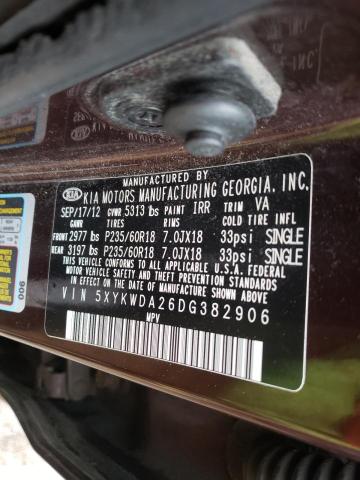 Photo 10 from auction – 2013 KIA SORENTO SX with VIN 5XYKWDA26DG382906