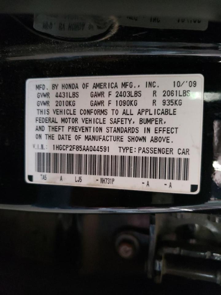 Photo 10 from auction – 2010 HONDA accord exl with VIN 1HGCP2F85AA044591