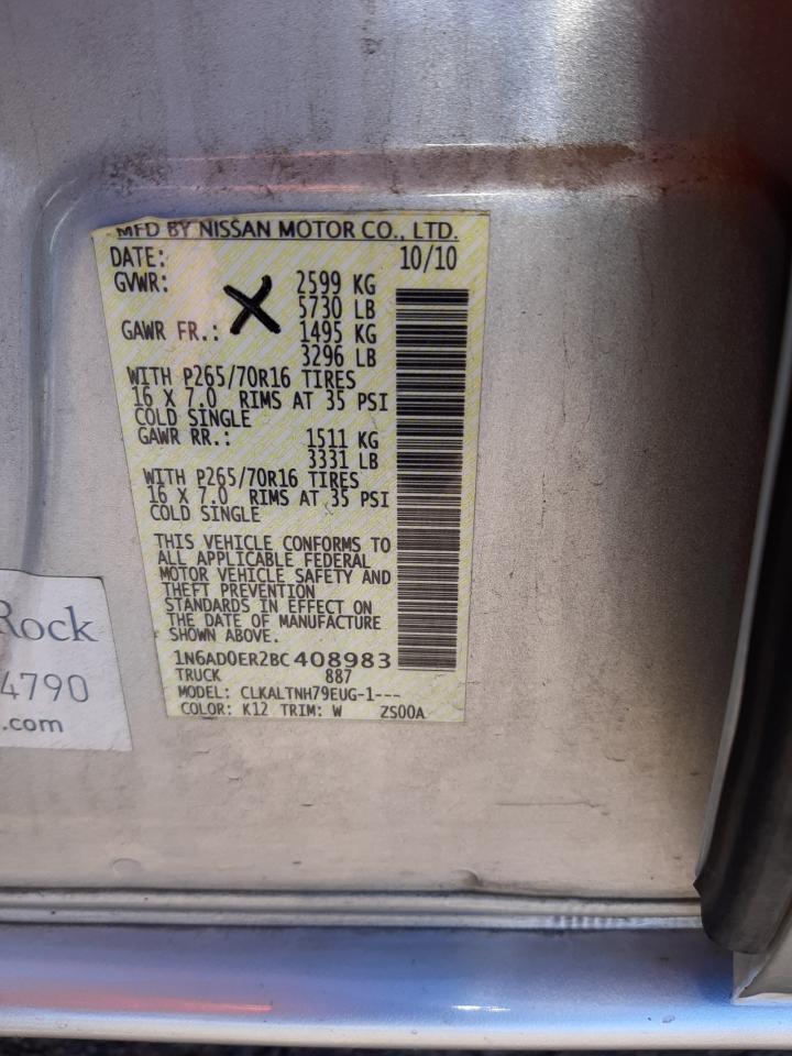 Photo 10 from auction – 2011 NISSAN FRONTIER S with VIN 1N6AD0ER2BC408983
