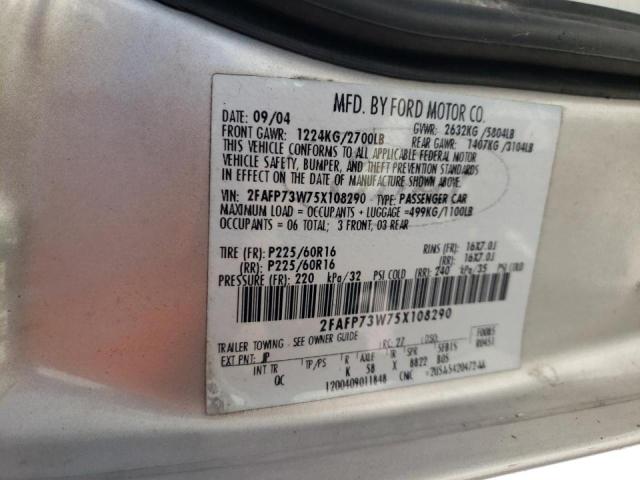 Photo 10 from auction – 2005 FORD CROWN VICT with VIN 2FAFP73W75X108290