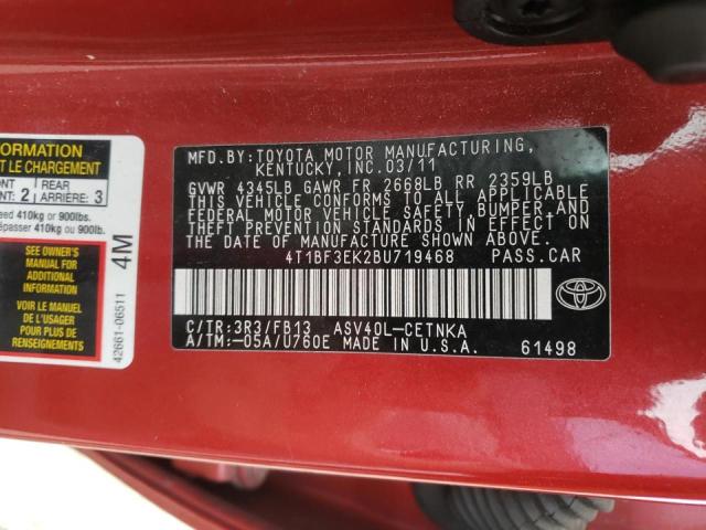 Photo 10 from auction – 2011 TOYOTA CAMRY BASE with VIN 4T1BF3EK2BU719468