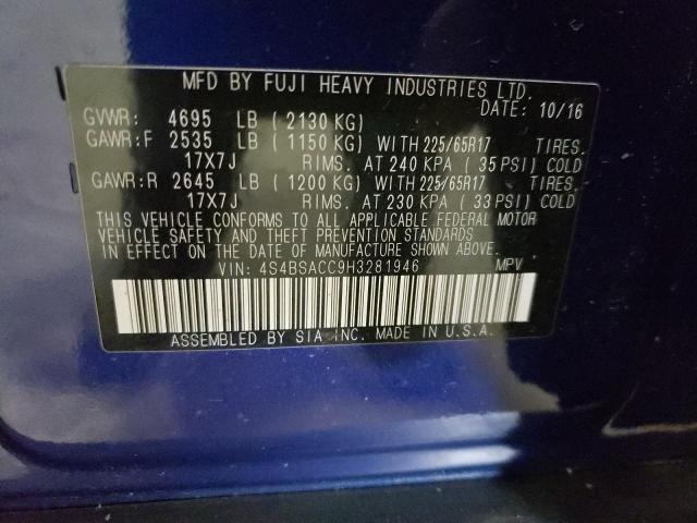 Photo 10 from auction – 2017 SUBARU OUTBACK 2. with VIN 4S4BSACC9H3281946