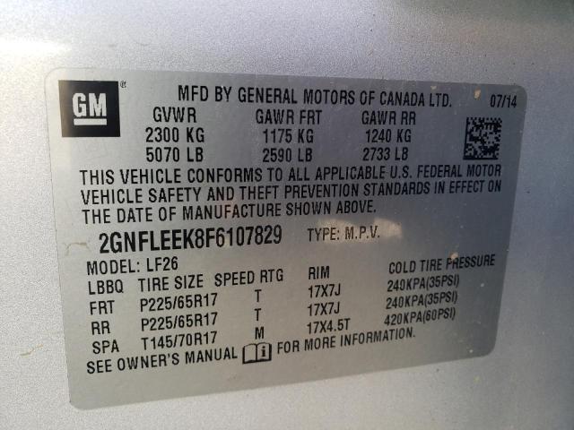 CHEVROLET EQUINOX LS 2015 with VIN 2GNFLEEK8F6107829 - Photo from auction