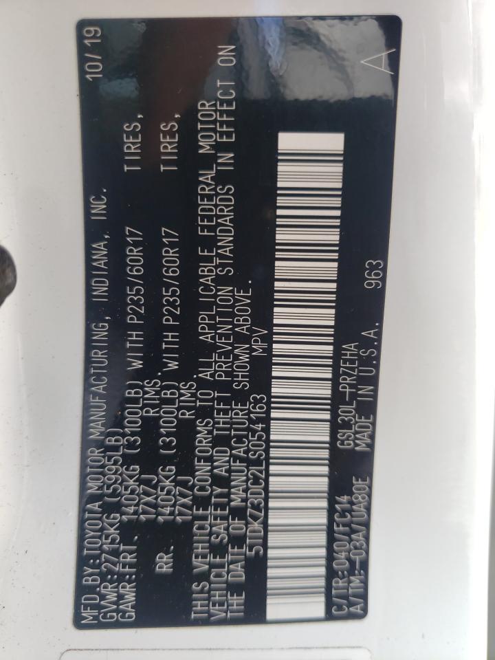 Photo 10 from auction – 2020 TOYOTA SIENNA LE with VIN 5TDKZ3DC2LS054163