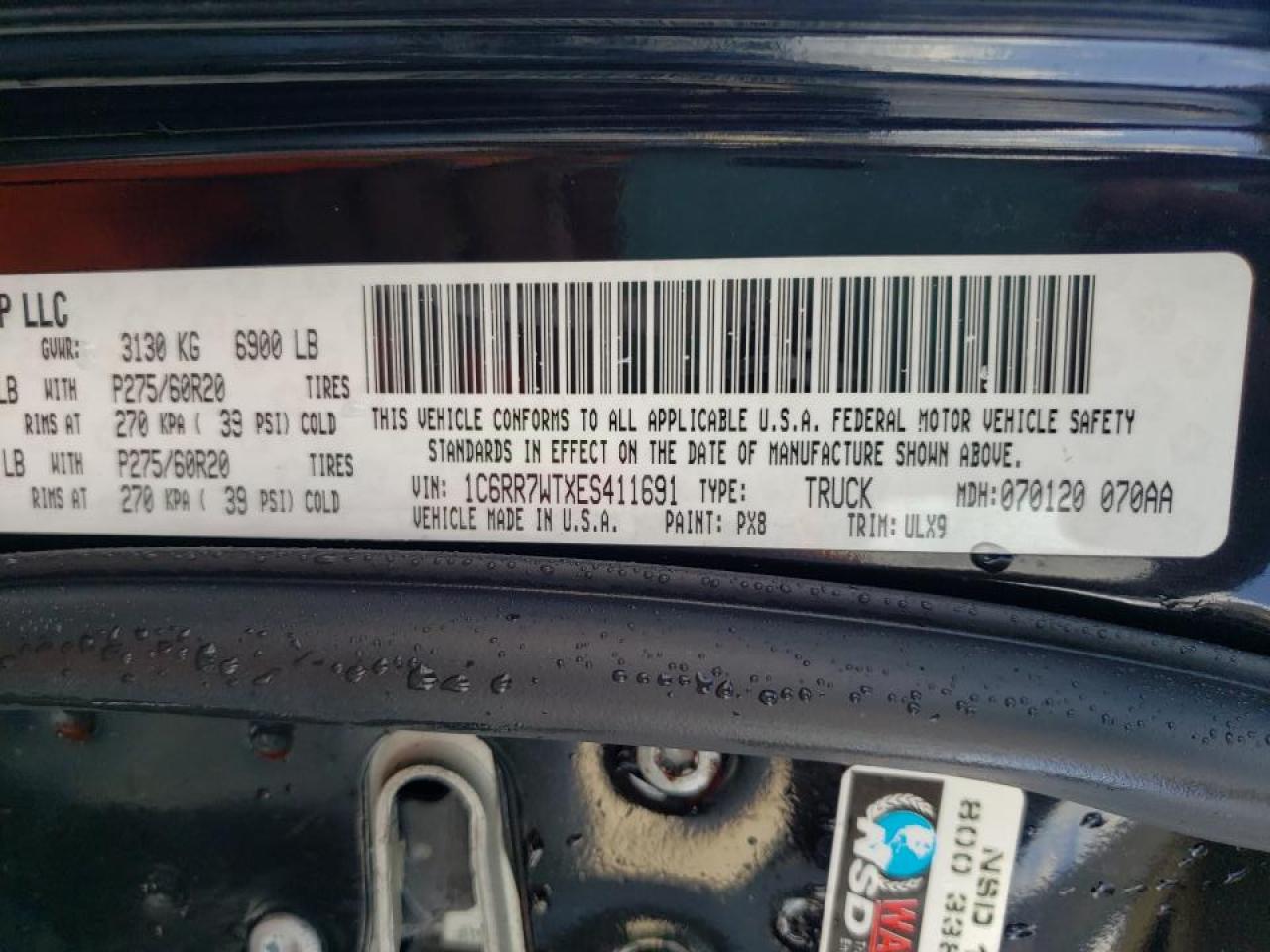 Photo 10 from auction – 2014 RAM 1500 LONGH with VIN 1C6RR7WTXES411691