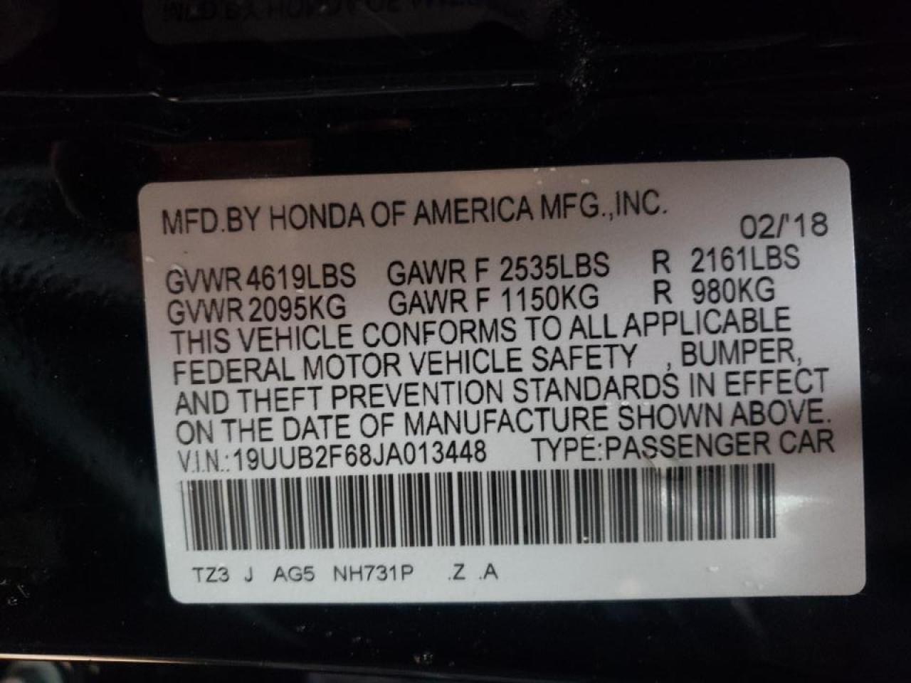 Photo 10 from auction – 2018 ACURA TLX TECH+A with VIN 19UUB2F68JA013448