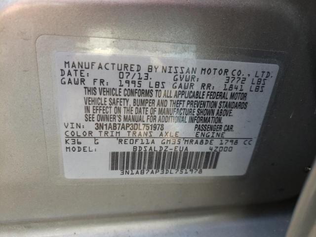 Photo 10 from auction – 2013 NISSAN SENTRA S with VIN 3N1AB7AP3DL751978