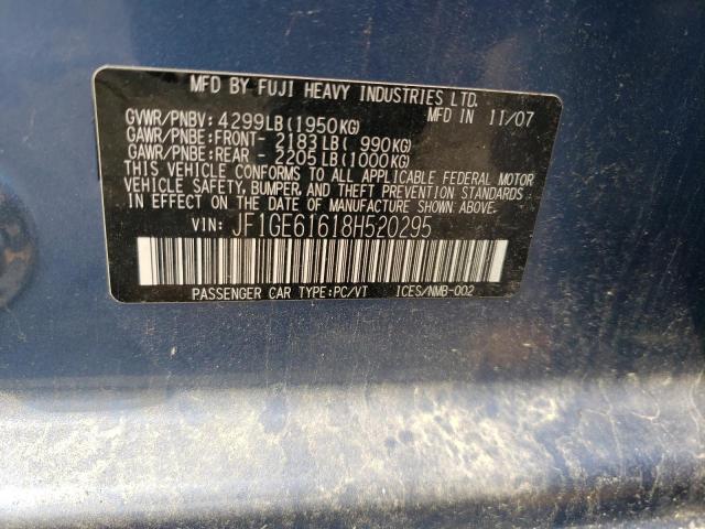 Photo 10 from auction – 2008 SUBARU IMPREZA with VIN JF1GE61618H520295