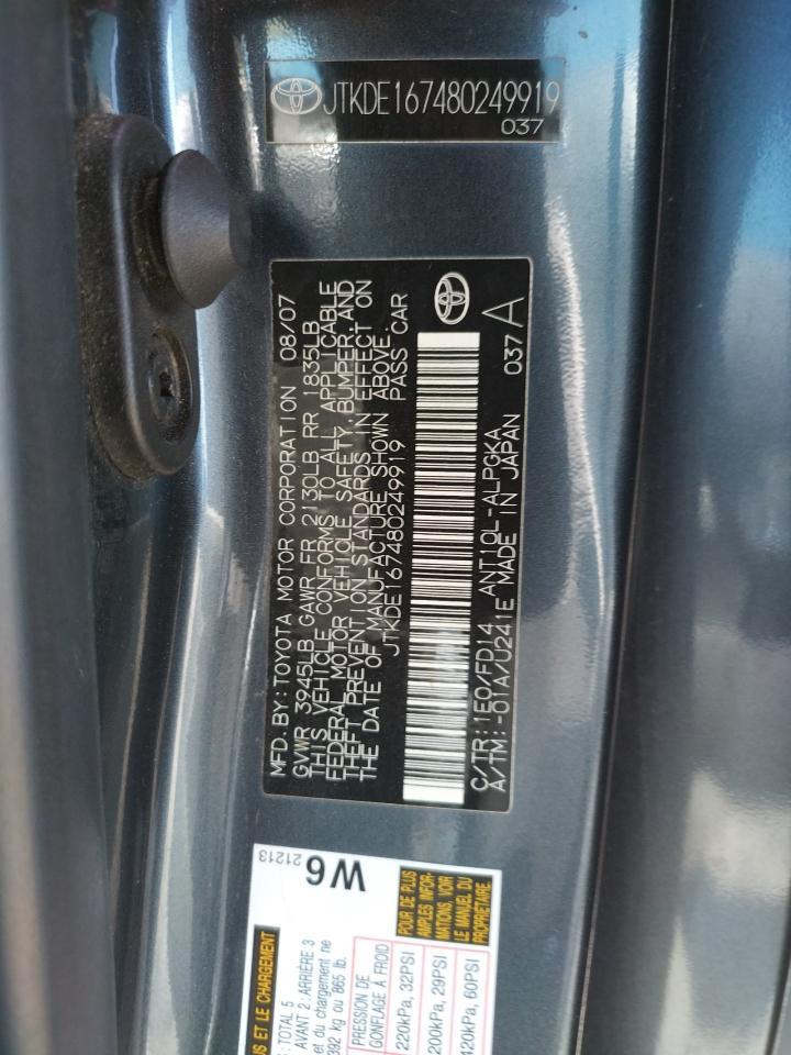 Photo 10 from auction – 2008 TOYOTA SCION TC with VIN JTKDE167480249919