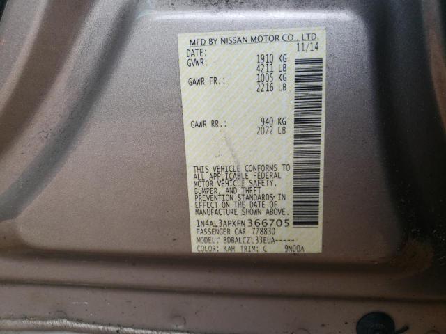 Photo 10 from auction – 2015 NISSAN ALTIMA 2.5 with VIN 1N4AL3APXFN366705