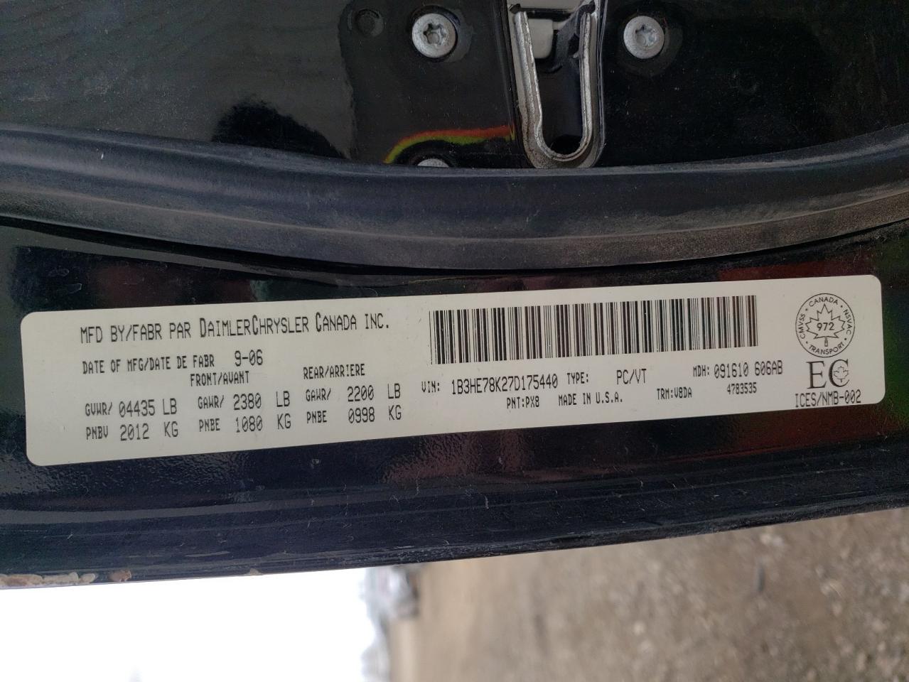 Фото 10 с аукциона – 2007 DODGE CALIBER R/ с VIN 1B3HE78K27D175440