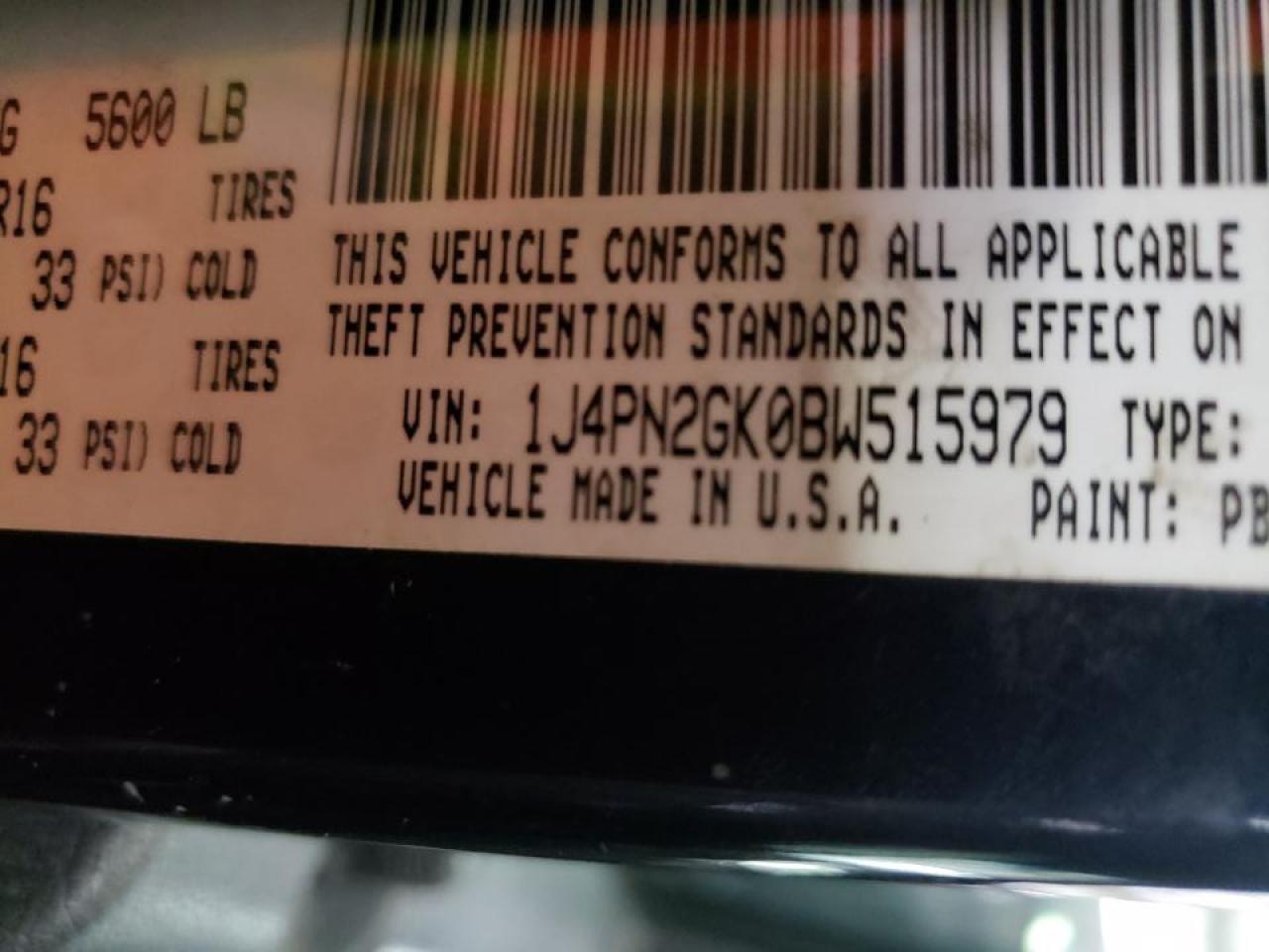Photo 10 from auction – 2011 JEEP LIBERTY SP with VIN 1J4PN2GK0BW515979