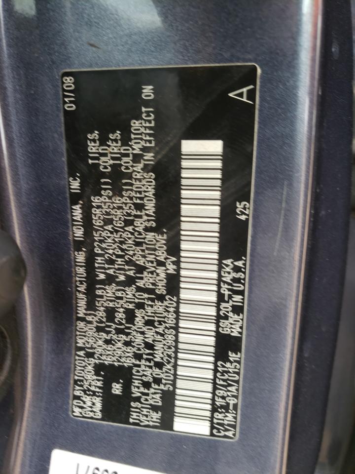 Photo 10 from auction – 2008 TOYOTA SIENNA CE with VIN 5TDZK23C98S166402