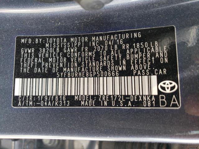 Photo 10 from auction – 2016 TOYOTA COROLLA L with VIN 5YFBURHE8GP500666