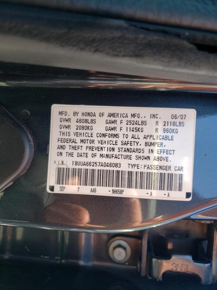 Photo 10 from auction – 2007 ACURA TL with VIN 19UUA66257A046083