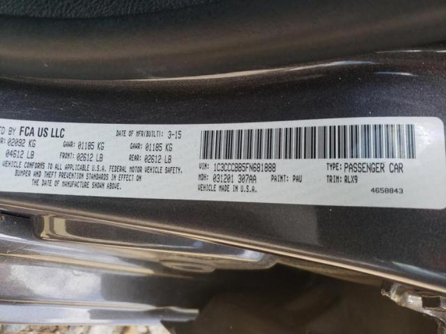 Photo 10 from auction – 2015 CHRYSLER 200 S with VIN 1C3CCCBB5FN681888