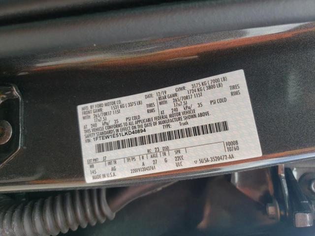 Photo 10 from auction – 2020 FORD F150 SUPER with VIN 1FTEW1E51LKD40894