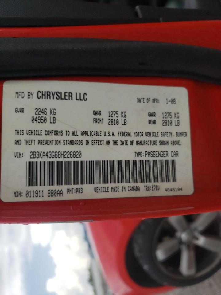 Photo 10 from auction – 2008 DODGE CHARGER with VIN 2B3KA43G68H226820
