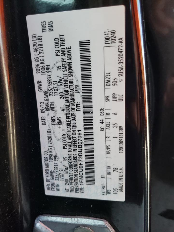 Photo 10 from auction – 2013 FORD ESCAPE S with VIN 1FMCU0F73DUB07091