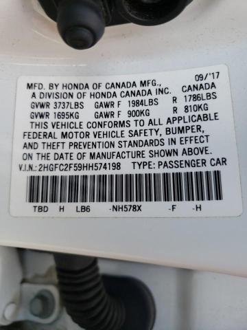 Photo 10 from auction – 2017 HONDA CIVIC LX with VIN 2HGFC2F59HH574198