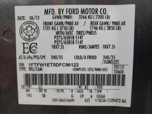 Photo 10 from auction – 2013 FORD F150 SUPER with VIN 1FTFW1ET5DFC96122