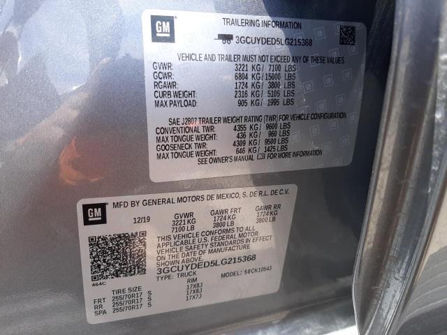 Photo 10 from auction – 2020 CHEVROLET SILVERADO with VIN 3GCUYDED5LG215368