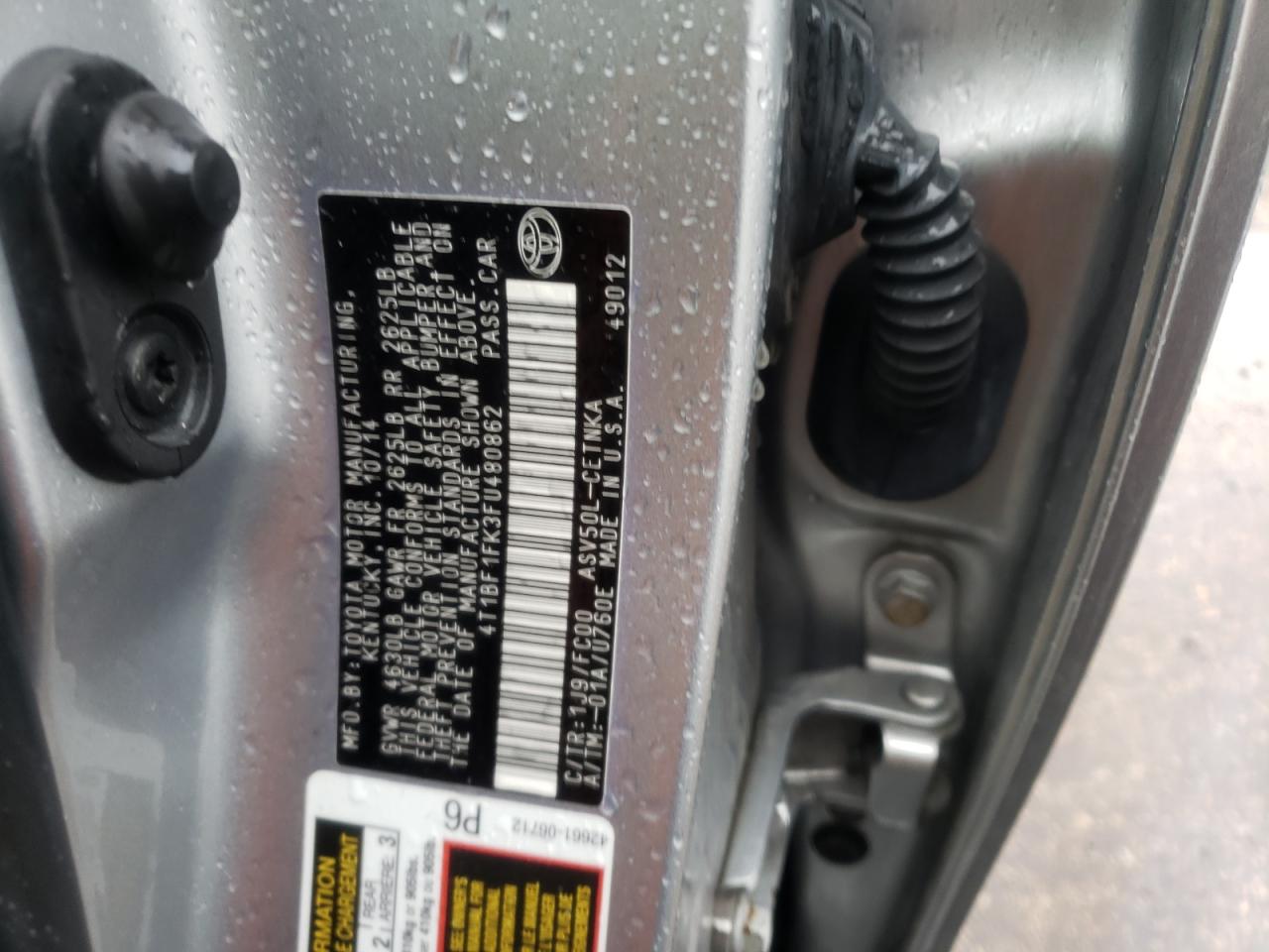 Photo 10 from auction – 2015 TOYOTA CAMRY LE with VIN 4T1BF1FK3FU480862