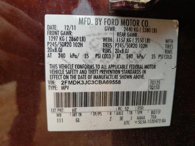 Photo 10 from auction – 2012 FORD EDGE SEL with VIN 2FMDK3JC3CBA69558