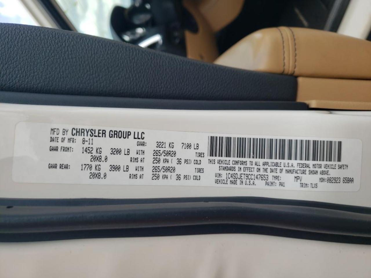 Photo 10 from auction – 2012 DODGE DURANGO CI with VIN 1C4SDJET9CC147653
