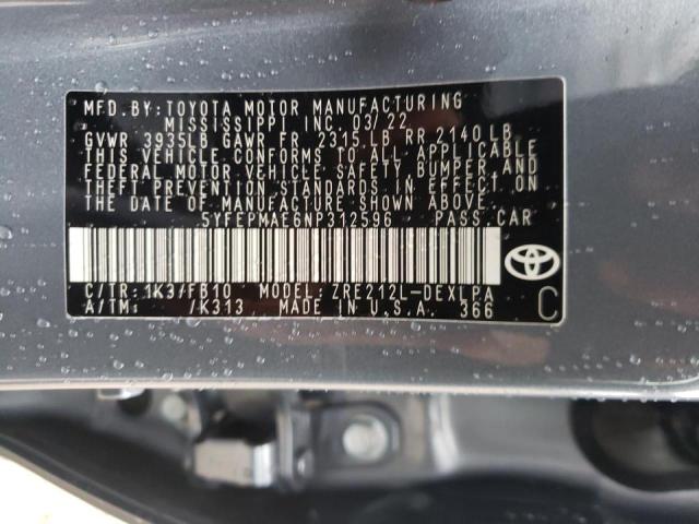 Photo 10 from auction – 2022 TOYOTA COROLLA LE with VIN 5YFEPMAE6NP312596