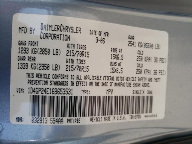 Photo 10 from auction – 2006 DODGE GRAND CARA with VIN 1D4GP24E16B653531
