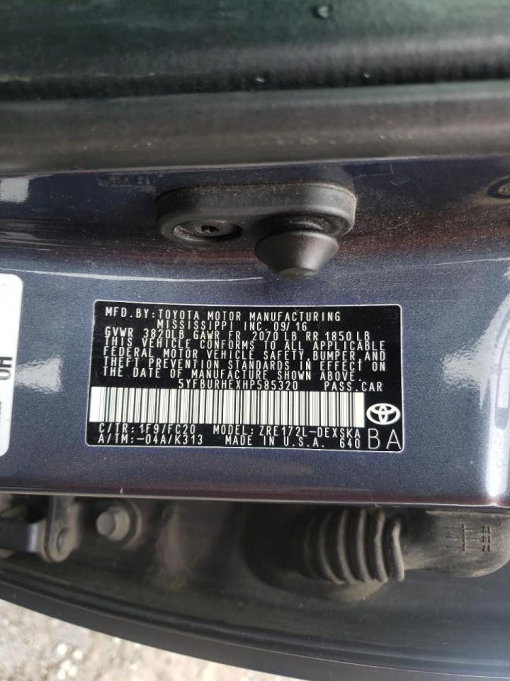Photo 10 from auction – 2017 TOYOTA COROLLA L with VIN 5YFBURHEXHP585320