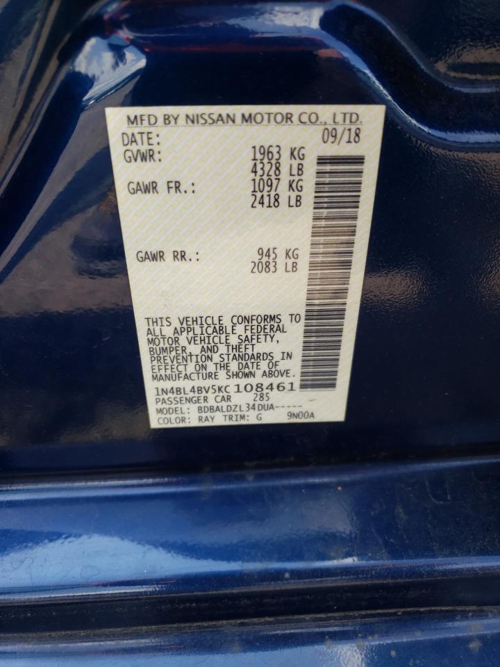 Photo 10 from auction – 2019 NISSAN ALTIMA S with VIN 1N4BL4BV5KC108461