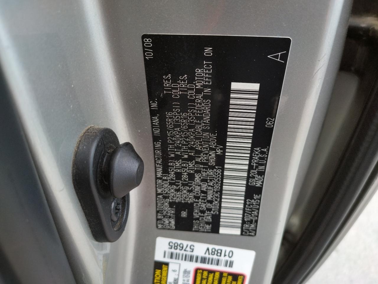 Photo 10 from auction – 2009 TOYOTA SIENNA with VIN 5TDZK23C19S255561