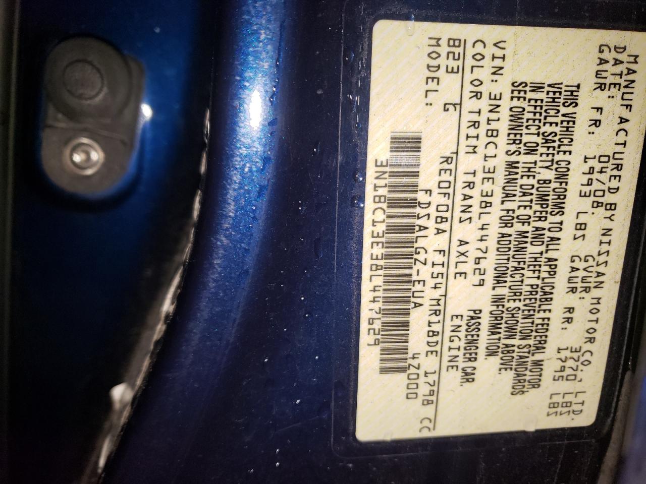 Zdjęcie 20 z aukcji – 2008 NISSAN VERSA S z VIN 3N1BC13E38L447629