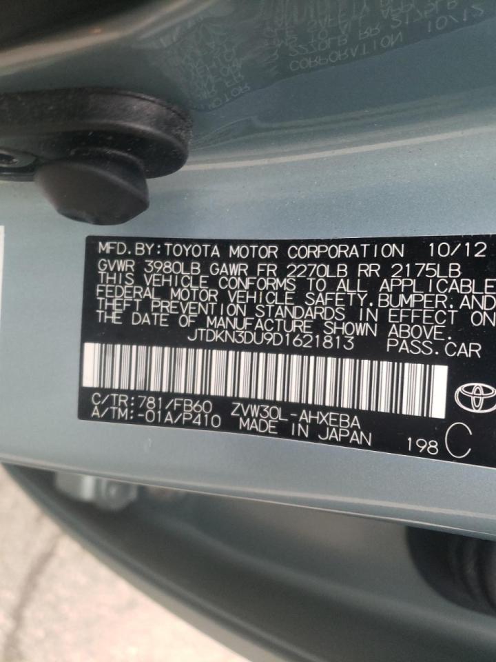 Photo 10 from auction – 2013 TOYOTA PRIUS with VIN JTDKN3DU9D1621813