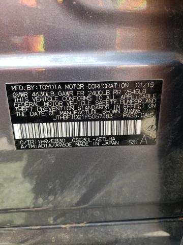 Photo 10 from auction – 2015 LEXUS IS 250 with VIN JTHBF1D21F5067483