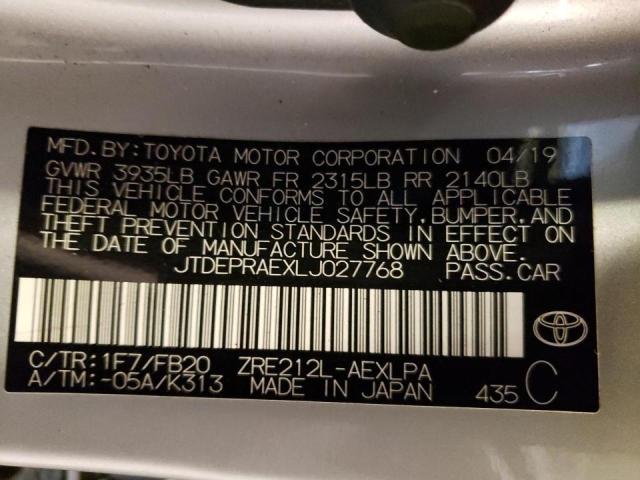 Photo 10 from auction – 2020 TOYOTA COROLLA LE with VIN JTDEPRAEXLJ027768
