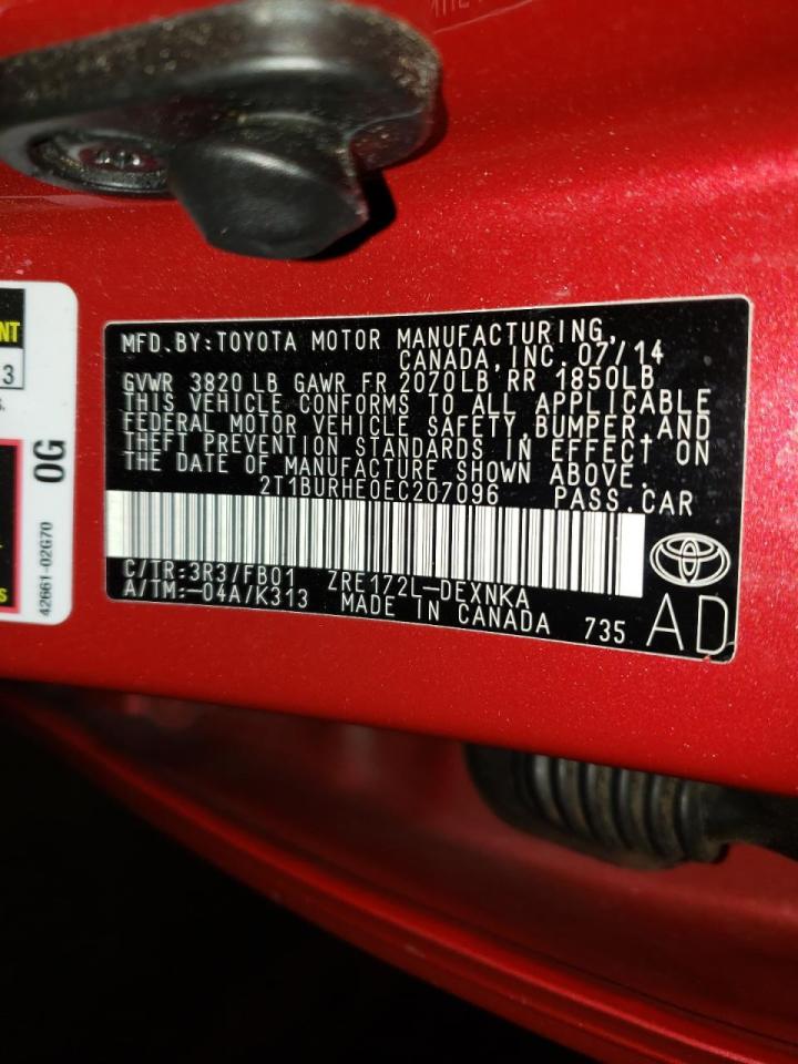 Photo 10 from auction – 2014 TOYOTA COROLLA L with VIN 2T1BURHE0EC207096