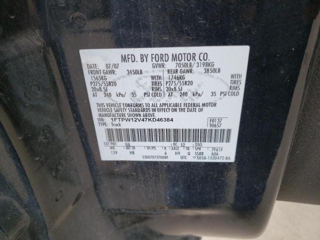 Photo 10 from auction – 2007 FORD F150 SUPER with VIN 1FTPW12V47KD46384
